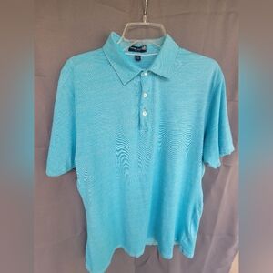 Peter Millar Summer Comfort Polo Golf Shirt Mens‎ L Blue Teal Short Sleeve